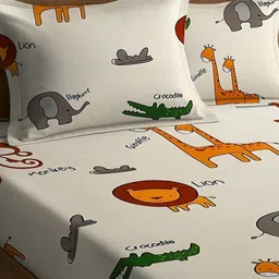 WEAVE AND DECOR Kids White Microfiber 300TC King Bedsheet With Pillows Cover 72" x 78" image 5