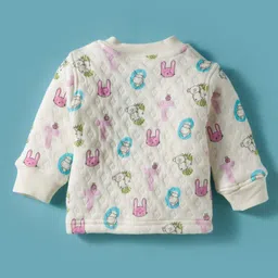 Doreme Knit Full Sleeves Winter Wear T-Shirt & Lounge Pant Set With Animal Print - White image 3