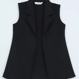 Taffykids Woven Sleeveless Solid Top & Skirt With Jacket Set - Black image 4