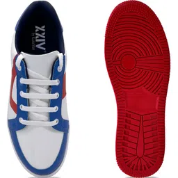KazarMax Colour Blocked Laced Up Trainers Sneakers - White & Blue image 5