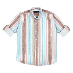 CAVIO Cotton Poly Spandex Full Sleeves Striped Shirt And Tee - Brown image 5