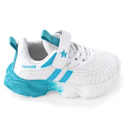 Cute Walk by Babyhug Sneaker Shoes With Velcro Closure - White & Blue image 4