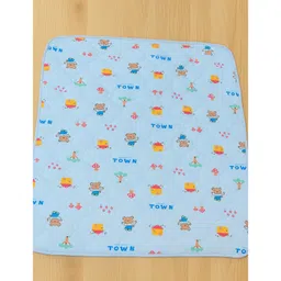 KIDS BASIC Premium Soft Quilted Baby Wrapper with Hood Cartoon Print, Warm & Cozy- Blue image 4