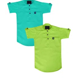 OJ TREND Kids-Boys Sea Green Kurtas-picture-21