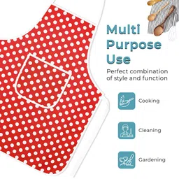Kuber Industries Pack Of 2 Red & White Polka Dot Printed Aprons With Front Pocket image 3