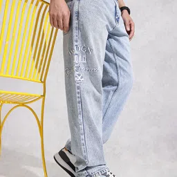 WROGN Men Anti Fit Heavy Fade Embroidered Pure Cotton Jeans-picture-39