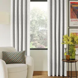 Nefertiti Home Beige & White 2 Pieces Abstract Printed Black Out Long Door Curtains-image-71