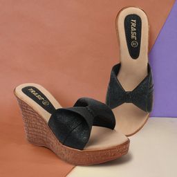 TRASE Women Black Solid Wedges-picture-33