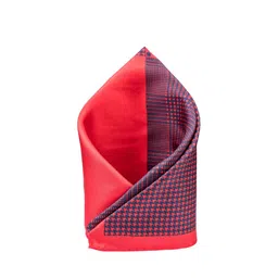 The Tie Hub Men Red & Navy Blue Printed Silk Square Pocket Square-picture-25