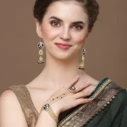 Dugran By Dugristyle Blue & Pink Jhumki Earrings for Women-image-44