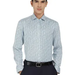 JadeBlue White & Blue Cotton Regular Fit Printed Shirt-picture-36