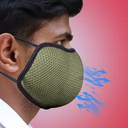 Oriley ORSM32 Air Mesh 3 Layer Face Mask with Adjustable Headband Mehandi (Pack of 5 Pcs) image 2