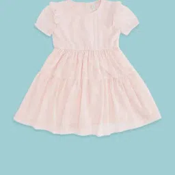 Pantaloons Junior Kids Pink Self Pattern Dress-picture-28