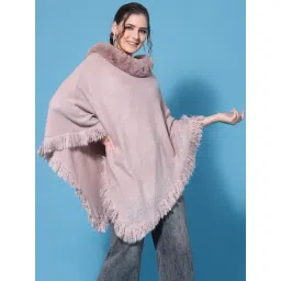 Mafadeny Peach Regular Fit Poncho image 3