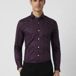 Peter England Purple Cotton Slim Fit Printed Shirt-picture-41