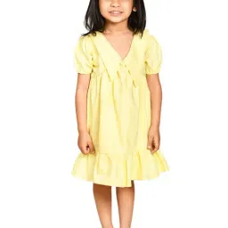 LilPicks Kids Yellow Solid Dress-image-28