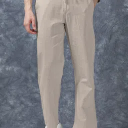 VOGAAN Men Solid Relaxed Straight Leg Trousers-picture-19