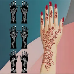 VOORKOMS Stunning Combo Mehndi Stencil Sticker Featuring Floral Lines For Function-picture-21