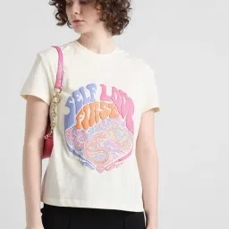 Only Light Yellow Cotton Printed T-Shirt-picture-19