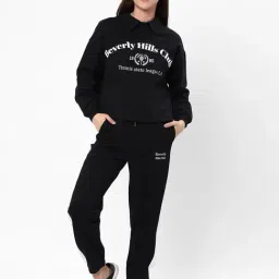 R&B Jet Black Cotton Mid Rise Joggers image 3