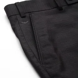 Park Avenue Men Charcoal Black Checked Smart Fit Formal Trousers image 2