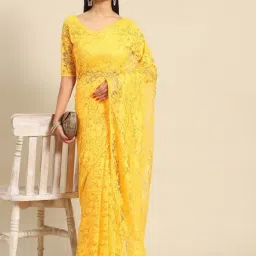 Saree Mall Yellow Embellished Saree With Unstitched Blouse-picture-18
