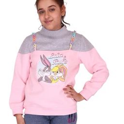 Cutecumber Kids Pink & Grey Printed Sweatshirt-picture-24