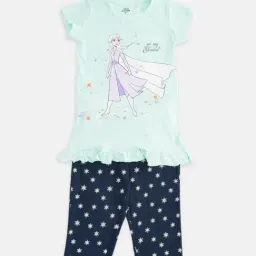 Pantaloons Junior Mint Green & Navy Printed Top with Pants-image-26