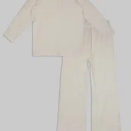 Kiddopanti Kids Cream Solid Full Sleeves T-Shirt with Pyjamas-picture-24