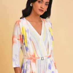 W Off-White Printed Maxi Jumpsuit image 5