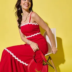 BUY NEW TREND Women Solid Ruffled A-Line Maxi Dress-picture-27
