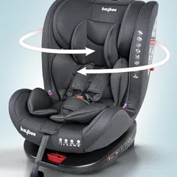 Baybee Convertible Car Seat for Baby with Isofix 360 Rotatable Front & Rear Facing Recline Headrest Adjustable 5 Point Safety Belt  - Black-picture-19