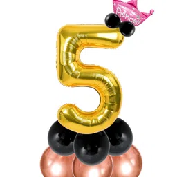 Decor Mantra Number 5 foil balloon 32 inch for birthday decoration items - Gold - Pack of 13-picture-12