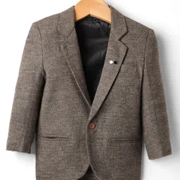 Rikidoos Full Sleeves Textured Blazer - Mehandi image 1