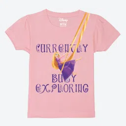 Wear Your Mind Cotton Disney Tangled Featuring Half Sleeves Rapunzel Printed Tee - Pink-picture-15
