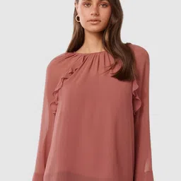 Forever New Women Boat Neck Flared Sleeve A-Line Top-picture-58