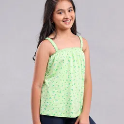 Pine Kids Singlet Sleeves Top Floral Print - Green image 2
