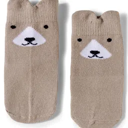 Doodle Poodle Cotton Knit Ankle Length Socks with Animal Design Pack of 5 - Offwhite Tan & Grey image 2