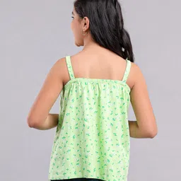 Pine Kids Singlet Sleeves Top Floral Print - Green image 3