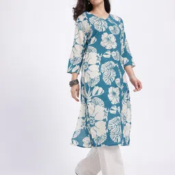 Anouk Rustic Floral Printed V-Neck Straight Kurta image 5