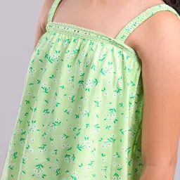 Pine Kids Singlet Sleeves Top Floral Print - Green image 4