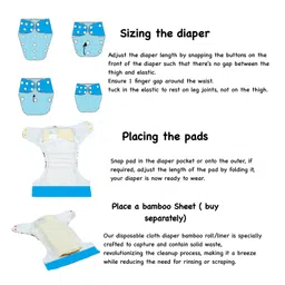 Dumbledo Premium Cloth Diaper with Leak-Proof, Absorbent 6-layer White Insert - Dryfeel with Comfortable Fit for 3 Months to 3 Years, Pack of 3 image 4