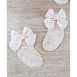 Kidofash Knit Bow Applique Detailed Socks - Brown image 4
