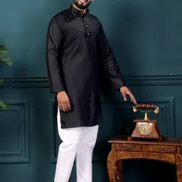 BH FAB Men Black Cotton Kurtas image 5