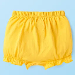 Babyhug 100% Cotton Single Jersey Knit Bloomers With Polka Dots & Floral Print Pack Of 3 - Pink Yellow & White image 5