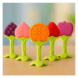 Badal Kidz Silicone BPA Free Natural Tree Shape Teether 100% Bpa Free Non Toxic - Red &Blue (Pack Of 2) image 5