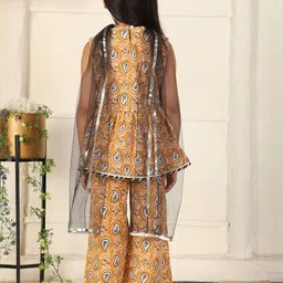 Cutiekins Girls Ethnic Motifs Printed A-Line Kurta with Palazzos & Dupatta image 4