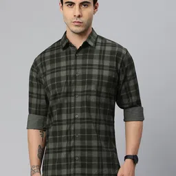 Majestic Man Poly Cotton Smart Slim Fit Checked Casual Shirt-picture-34