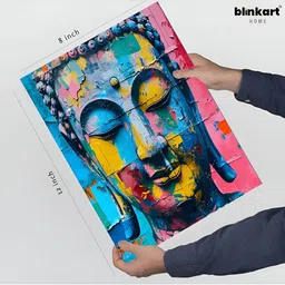 blinkart Blue & Pink Glass Buddha Wall Photographs-image-15