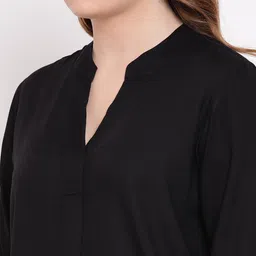 The Pink Moon Plus Size Women Black Solid Top image 3